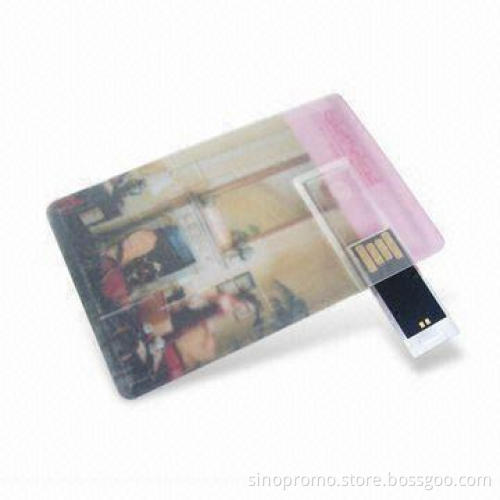 Credit Card USB Memory Stick with Sliding Design, Full Color Imprint